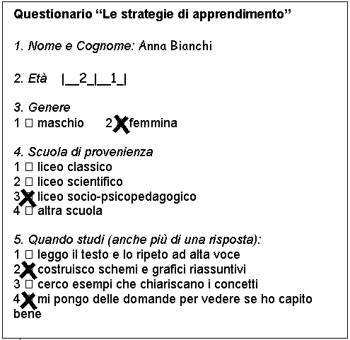 Esempio di questionario